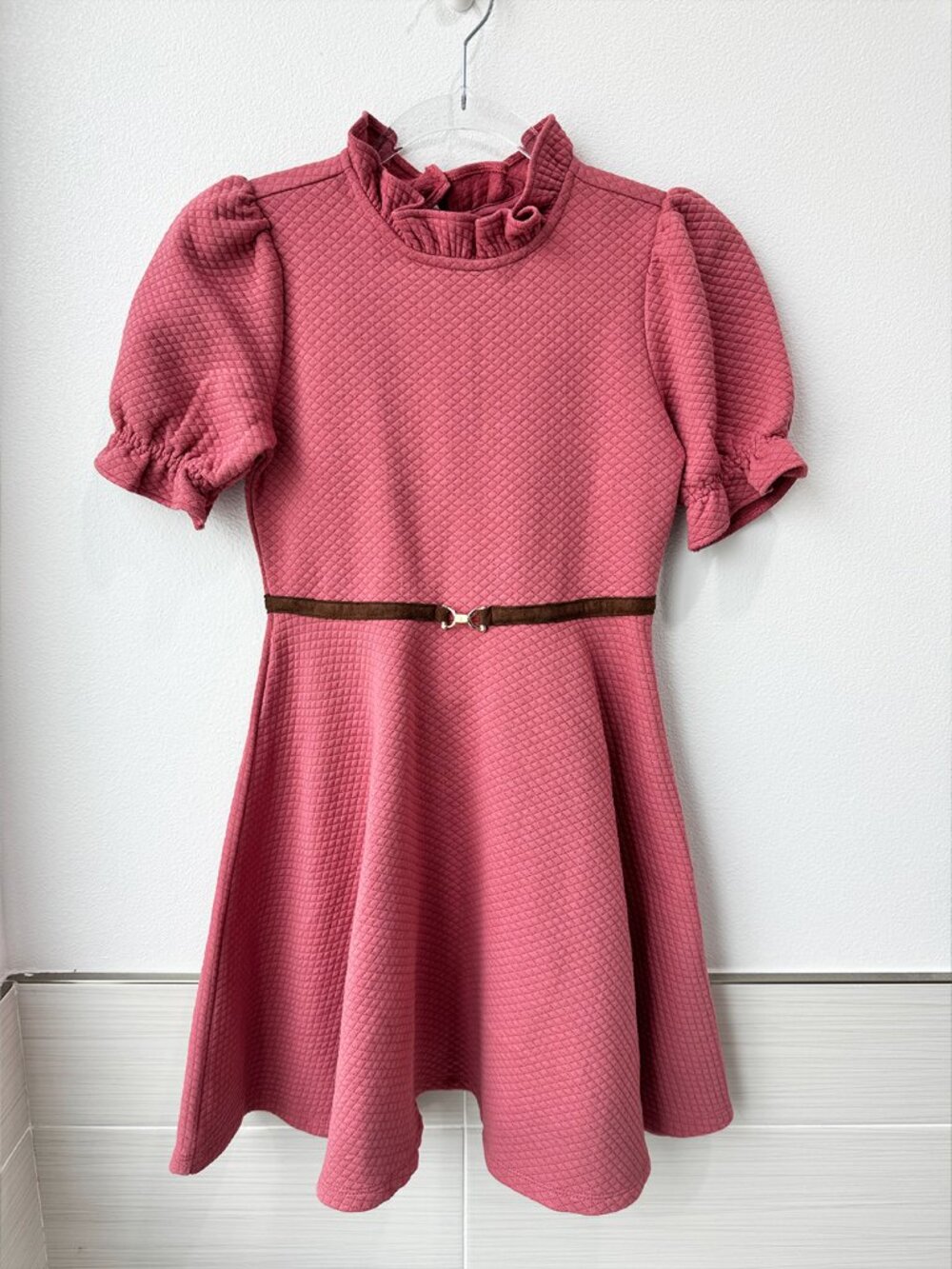 Janie and Jack Girl Equestrian Quilted Dress Mauve / Dusty Pink sz 10 Worn Once